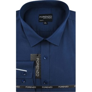 Niebieska koszula Forenzo z długim rękawem z klasycznym kołnierzykiem