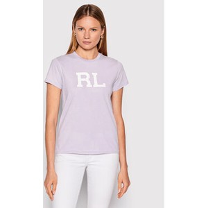 Fioletowy t-shirt POLO RALPH LAUREN w młodzieżowym stylu z krótkim rękawem