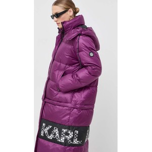 Fioletowa kurtka Karl Lagerfeld krótka z kapturem