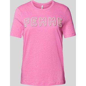 Różowy t-shirt Only w młodzieżowym stylu z krótkim rękawem