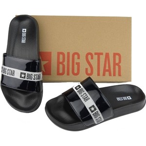 Czarne klapki Big Star w stylu casual z płaską podeszwą z nadrukiem