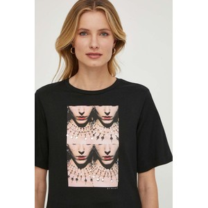 T-shirt Sisley z nadrukiem z bawełny z okrągłym dekoltem