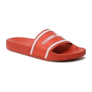 Czerwone buty letnie męskie Tommy Jeans w sportowym stylu