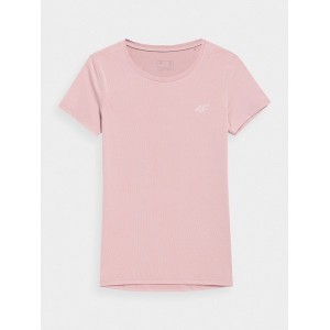 Różowy t-shirt 4F z okrągłym dekoltem z krótkim rękawem