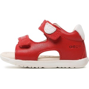 Czerwone buty dziecięce letnie Geox na rzepy ze skóry