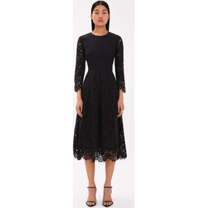 Czarna sukienka Ivy Oak z okrągłym dekoltem z bawełny midi