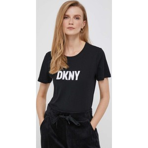Czarny t-shirt DKNY z bawełny z krótkim rękawem