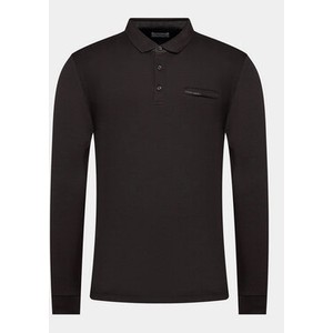 Czarna koszulka polo Pierre Cardin w stylu casual z długim rękawem