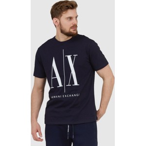 Granatowy t-shirt Armani Exchange w młodzieżowym stylu