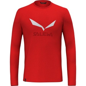 Czerwona koszulka z długim rękawem Salewa w sportowym stylu z długim rękawem