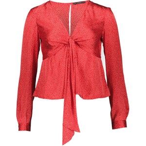 Czerwona bluzka Guess z długim rękawem z dekoltem w kształcie litery v