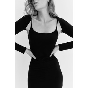 Czarna sukienka H & M mini z długim rękawem z dżerseju