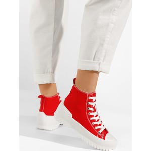 Czerwone trampki Zapatos z płaską podeszwą w młodzieżowym stylu