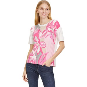 Różowa bluzka Betty Barclay w młodzieżowym stylu z okrągłym dekoltem z nadrukiem