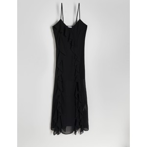 Czarna sukienka Reserved maxi na ramiączkach z dekoltem w kształcie litery v