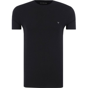 Czarny t-shirt Guess w stylu casual z krótkim rękawem z bawełny