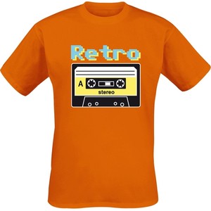 Pomarańczowy t-shirt Emp z krótkim rękawem z bawełny w młodzieżowym stylu
