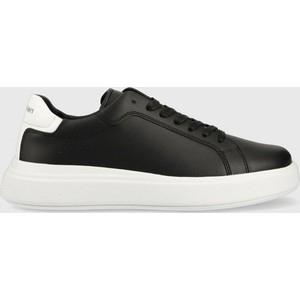 Czarne buty sportowe Calvin Klein w sportowym stylu ze skóry sznurowane