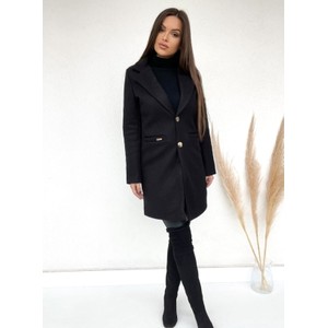 Czarny płaszcz Moda Italia w stylu klasycznym bez kaptura