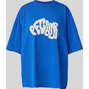 Niebieski t-shirt Pegador w młodzieżowym stylu z okrągłym dekoltem
