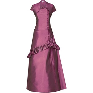Fioletowa sukienka Fokus z krótkim rękawem maxi rozkloszowana