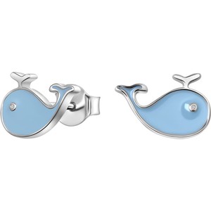 Simple - Biżuteria Yes Kolczyki srebrne pokryte kolorową emalią - wieloryby - Mini