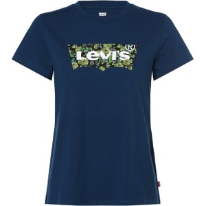 Granatowy t-shirt Levis z krótkim rękawem z okrągłym dekoltem z bawełny