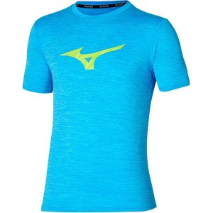 Niebieski t-shirt Mizuno z tkaniny w sportowym stylu