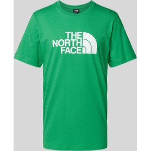 Zielony t-shirt The North Face z bawełny z krótkim rękawem z nadrukiem
