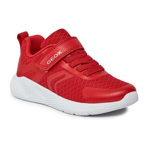 Czerwone buty sportowe dziecięce Geox na rzepy dla chłopców