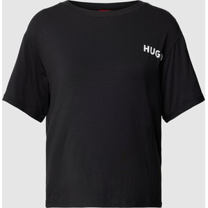 Czarna bluzka Hugo Boss w stylu casual z krótkim rękawem z okrągłym dekoltem
