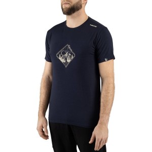 Granatowy t-shirt Viking w młodzieżowym stylu z krótkim rękawem z nadrukiem