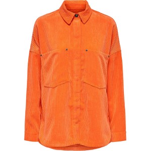 Pomarańczowa koszula Only z kołnierzykiem ze sztruksu w stylu casual
