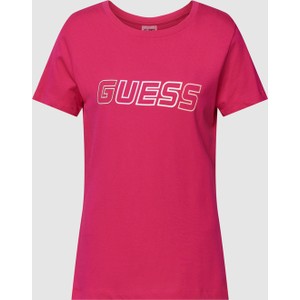 T-shirt Guess z bawełny w młodzieżowym stylu z okrągłym dekoltem