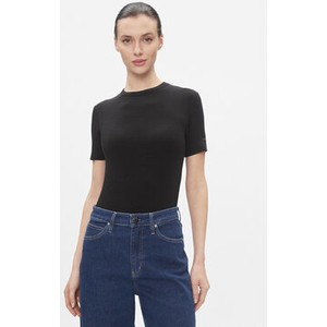 Czarna bluzka Calvin Klein z krótkim rękawem w stylu casual