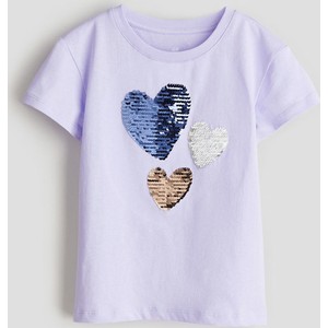 Fioletowa bluzka dziecięca H & M dla dziewczynek z dżerseju