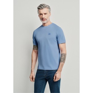Niebieski t-shirt Ochnik z bawełny z krótkim rękawem