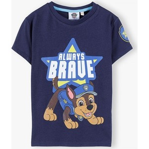Granatowa koszulka dziecięca Psi Patrol z bawełny dla chłopców