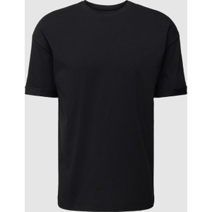 Czarny t-shirt Drykorn z bawełny w stylu casual z krótkim rękawem