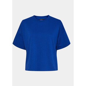 Niebieski t-shirt Pieces z okrągłym dekoltem