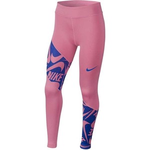 Różowe legginsy Nike w sportowym stylu z nadrukiem z dresówki