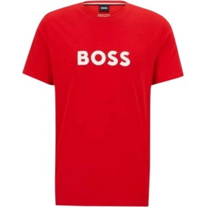 Czerwony t-shirt Hugo Boss z bawełny w młodzieżowym stylu z krótkim rękawem
