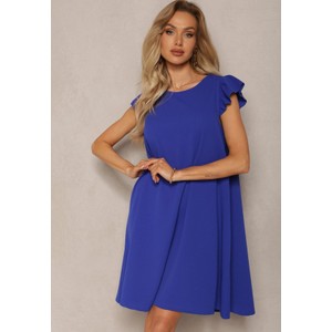 Niebieska sukienka Renee z okrągłym dekoltem mini w stylu casual