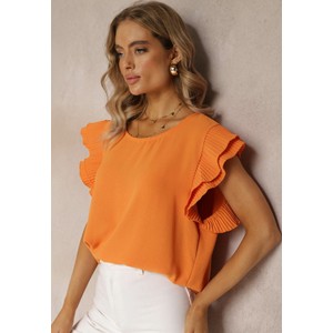 Pomarańczowa bluzka Renee z tkaniny w stylu casual