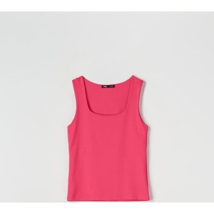 Różowa bluzka Sinsay na ramiączkach z okrągłym dekoltem