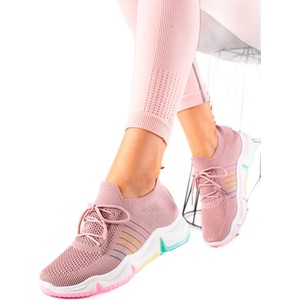 Różowe buty sportowe Trendi w sportowym stylu sznurowane