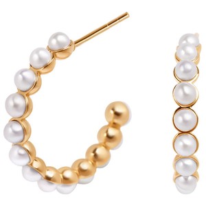 Promise - Biżuteria Yes Kolczyki srebrne pozłacane z perłami - Promise