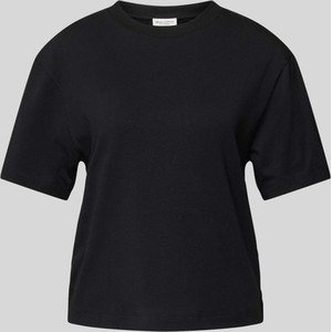 Czarny t-shirt Marc O'Polo z krótkim rękawem z bawełny z okrągłym dekoltem