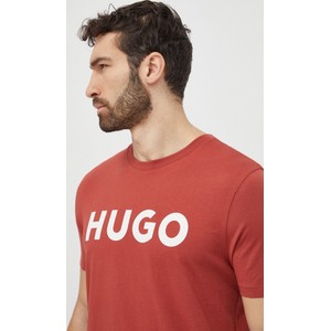 Czerwony t-shirt Hugo Boss w młodzieżowym stylu z bawełny