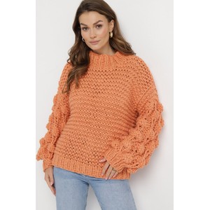 Pomarańczowy sweter born2be w stylu casual